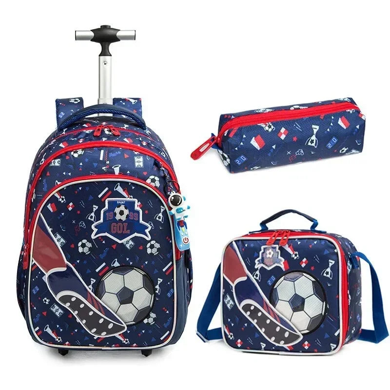 children's backpack with wheels - Football Pattern 2