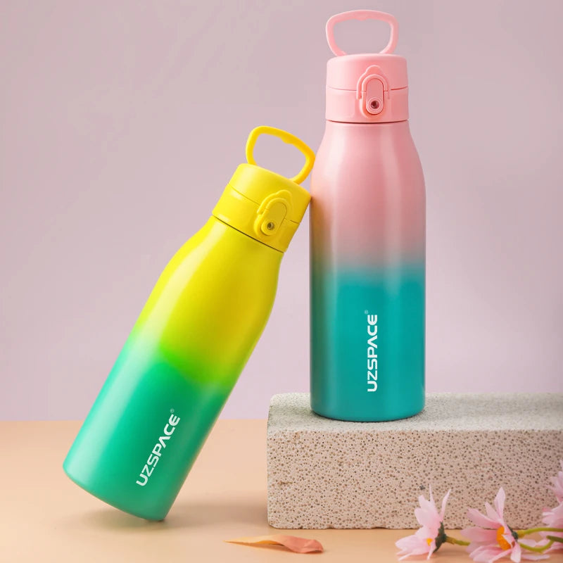 stainless steel two gradient water bottles - Pink and Blue - Orange and Red - White and Black - Blue and Red - Sky Blue and Navy Blue - Yellow and Green