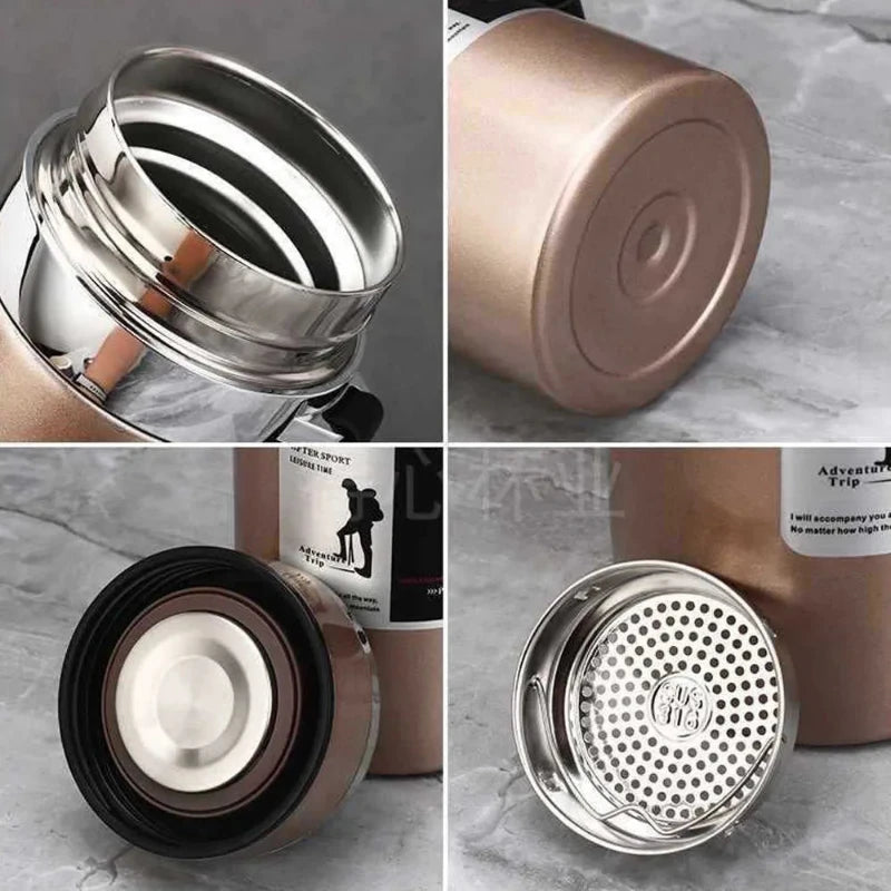 thermos with tea filter close up interior - Gold - Red - Black - Blue