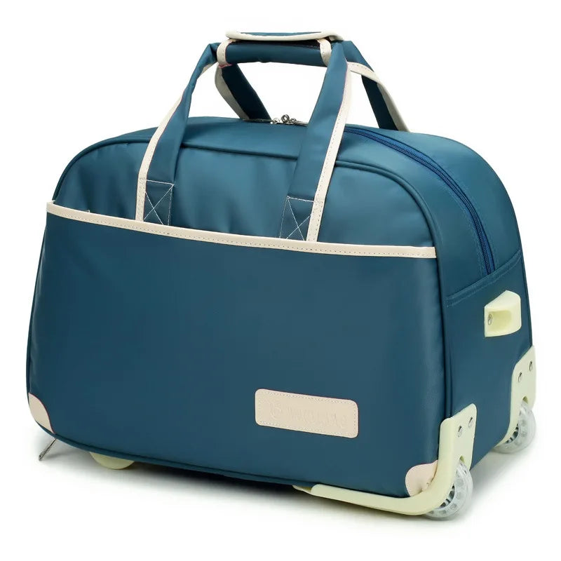 wheeled suitcase close up on wheels - Blue