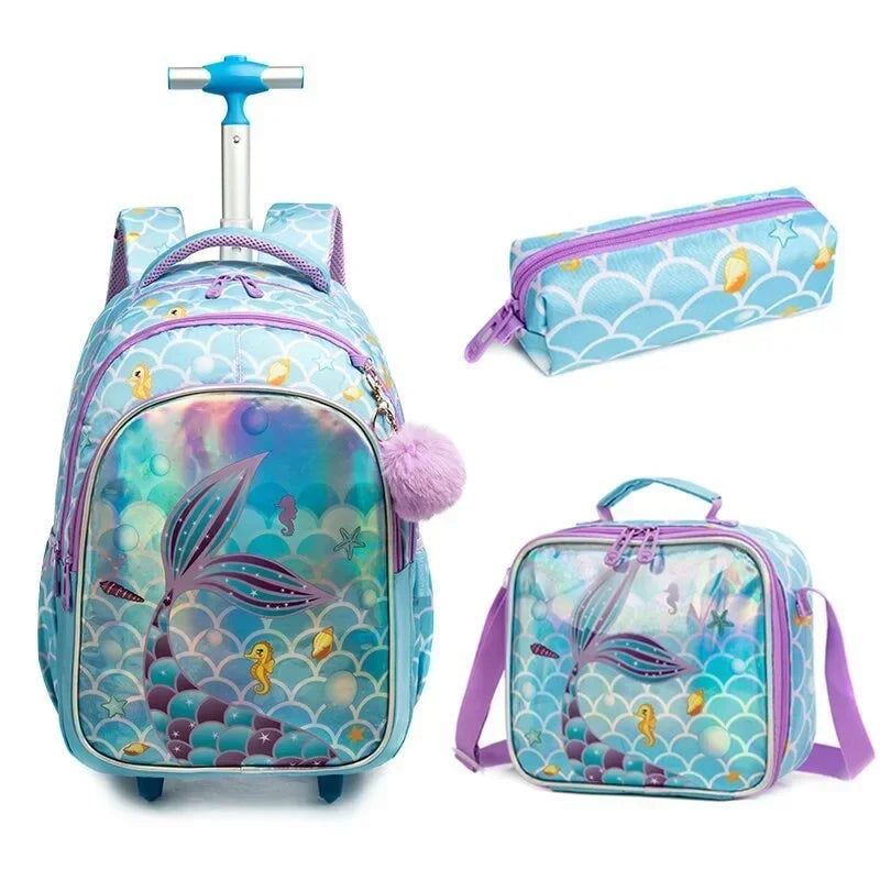 children's backpack with wheels - Mermaid Pattern 2
