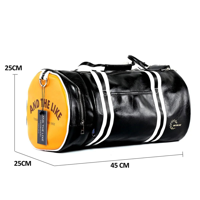 vintage men's pu sports bag close up zip closure - Red - Black - Blue - Black and White - Black and Yellow - Green