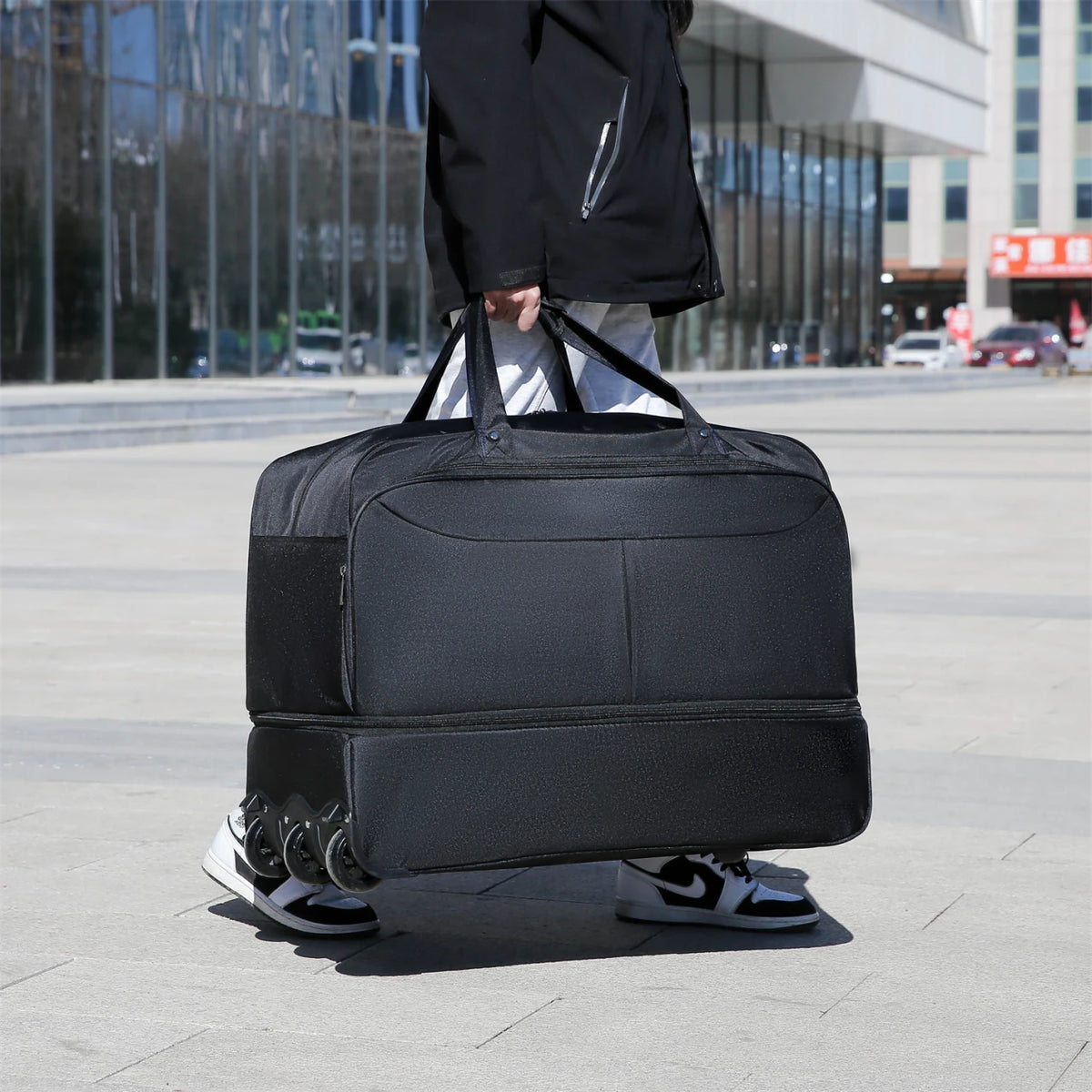 unisex wheeled travel bag carried by hand - Pink - Grey - Gray - Black - Navy Blue - Green - Brown
