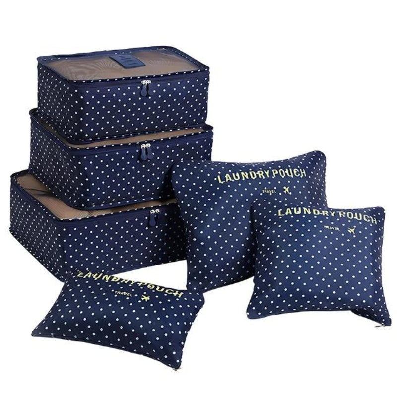 suitcase organizer bag - Navy Blue Polka Dot Pattern
