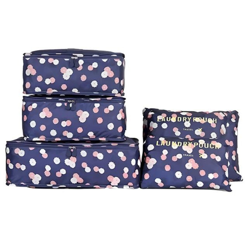 travel organizer bag - Navy Blue Floral Pattern