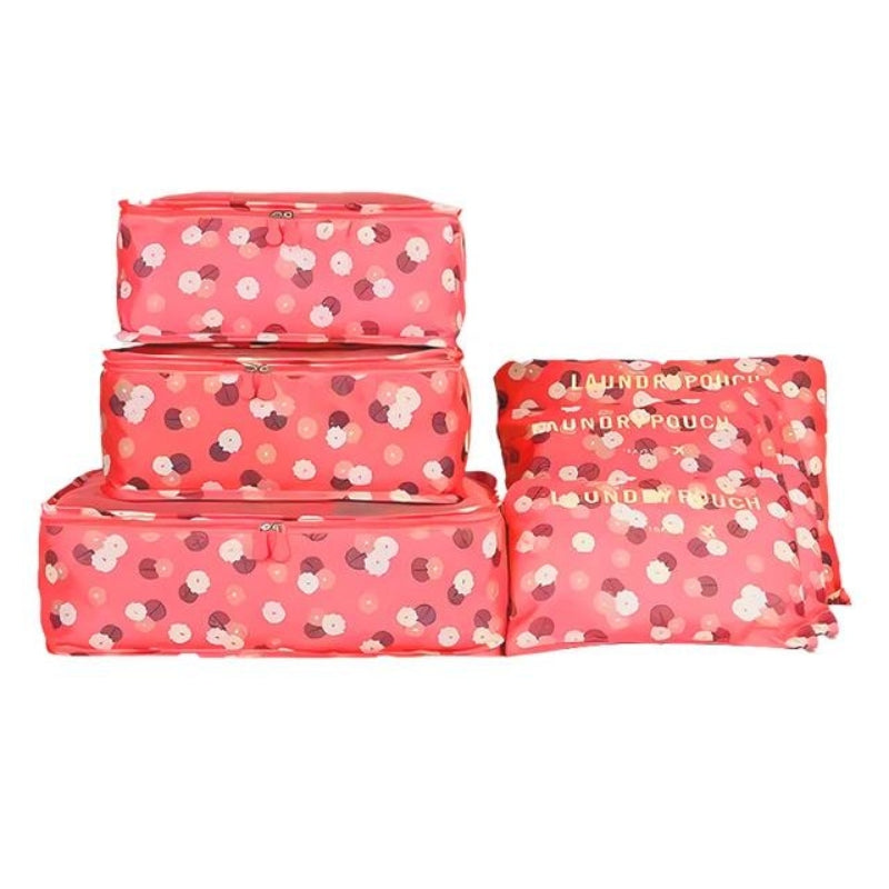 compressible travel organizer bag - Pink Floral Pattern