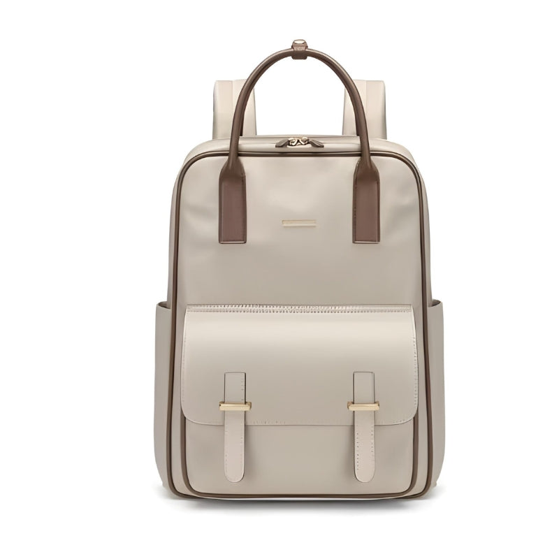 chic women's laptop backpack close up zip closure - Beige