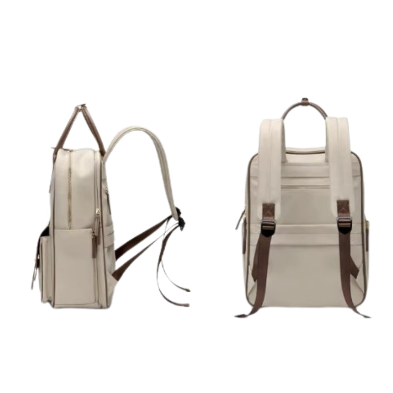 chic women's laptop backpack side and back view - Beige - Black
