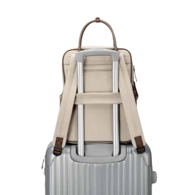chic women's laptop backpack bag on suitcase - Beige - Black