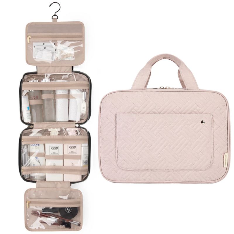 travel toiletry bag - Black - Pink