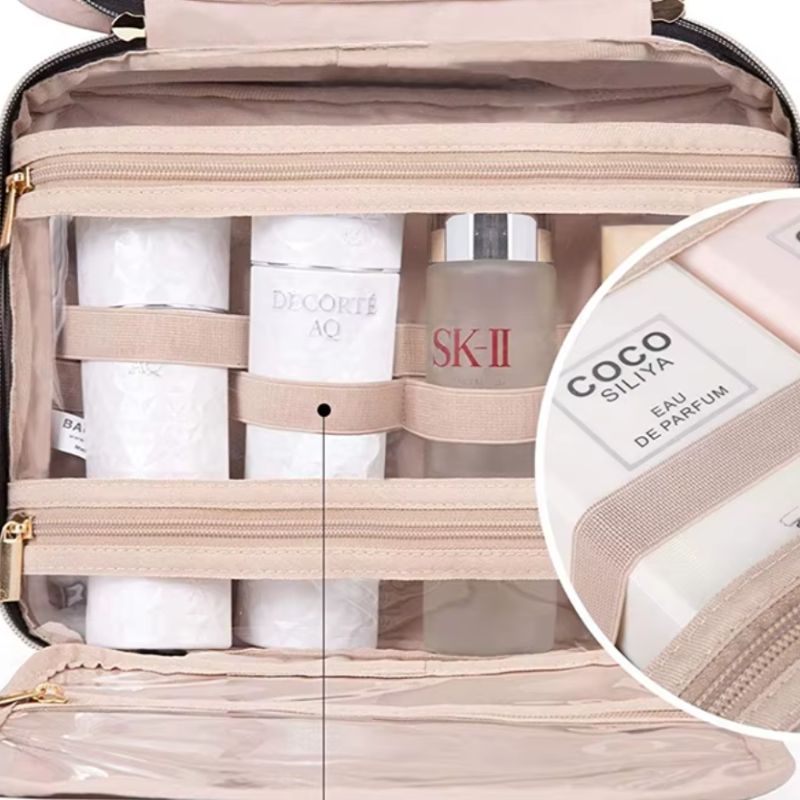 travel makeup bag - Black - Pink