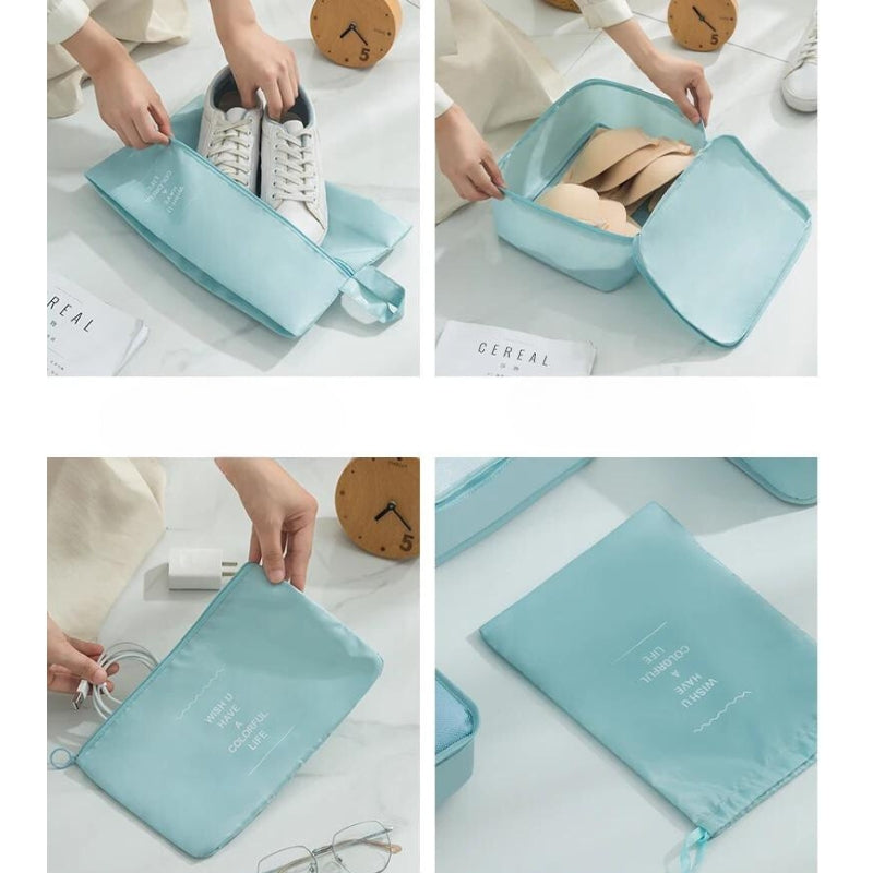luggage organizer four visible items - Turquoise - Navy Blue - Light Blue - Beige - Black - Grey - Gray - Pink