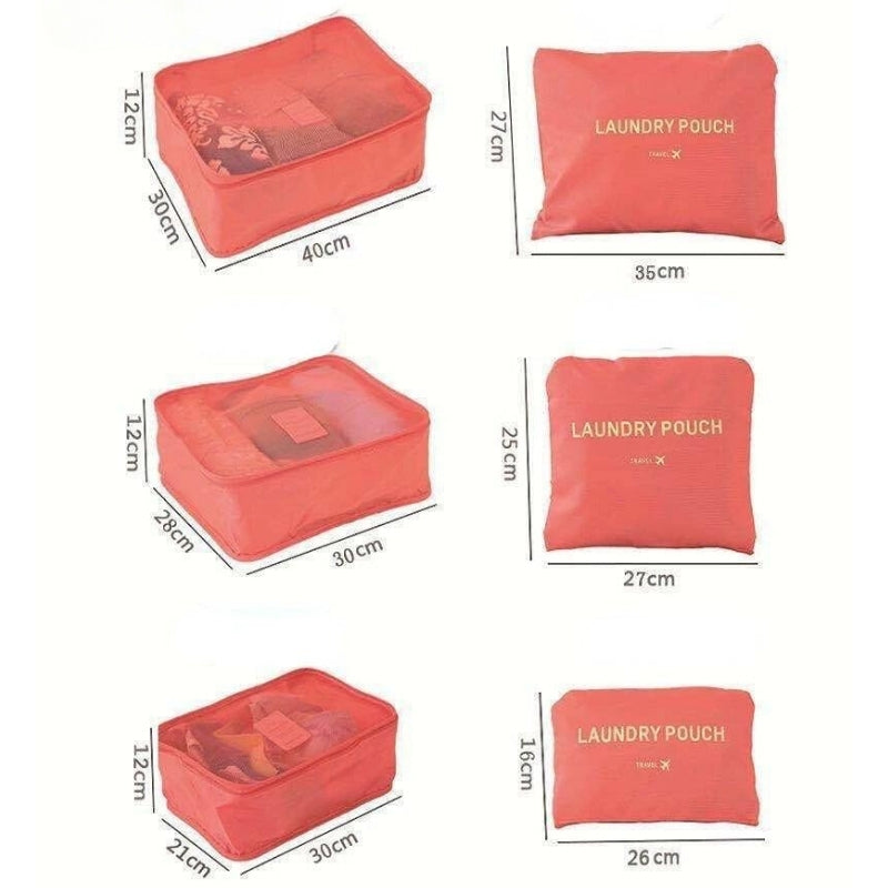luggage organizer kit six items visible - Grey - Gray - Sky Blue - Blue - Black - Pink - Burgundy