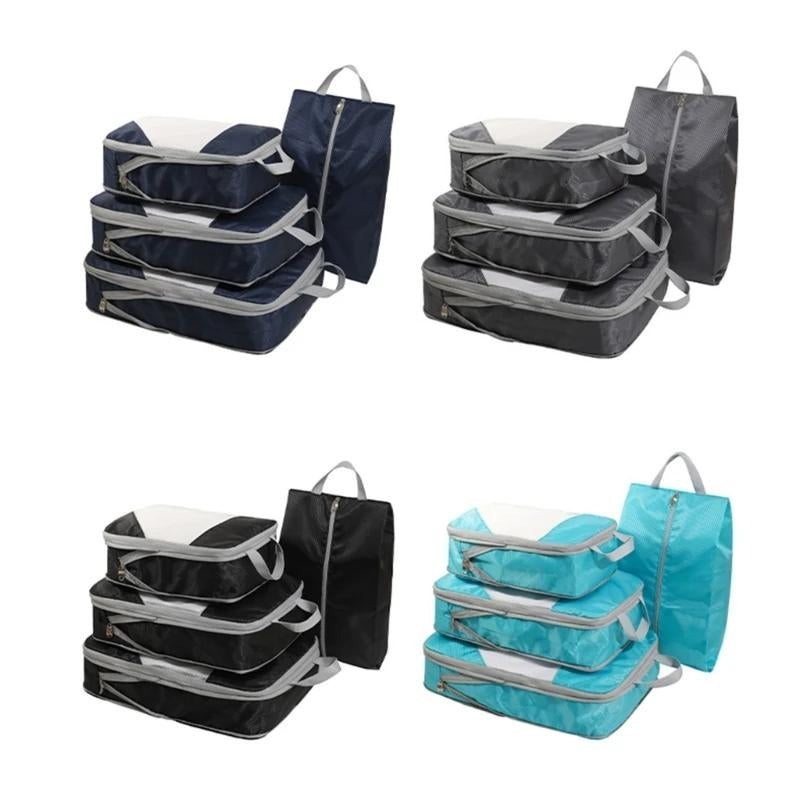 cabin suitcase organizer four stacked sets - Blue - Sky Blue - Black - Grey - Gray