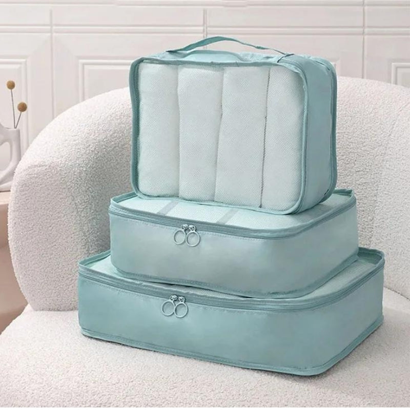 luggage organizer set three stacked sizes - Black - Grey - Gray - Sky Blue - Navy Blue - Beige - Pink