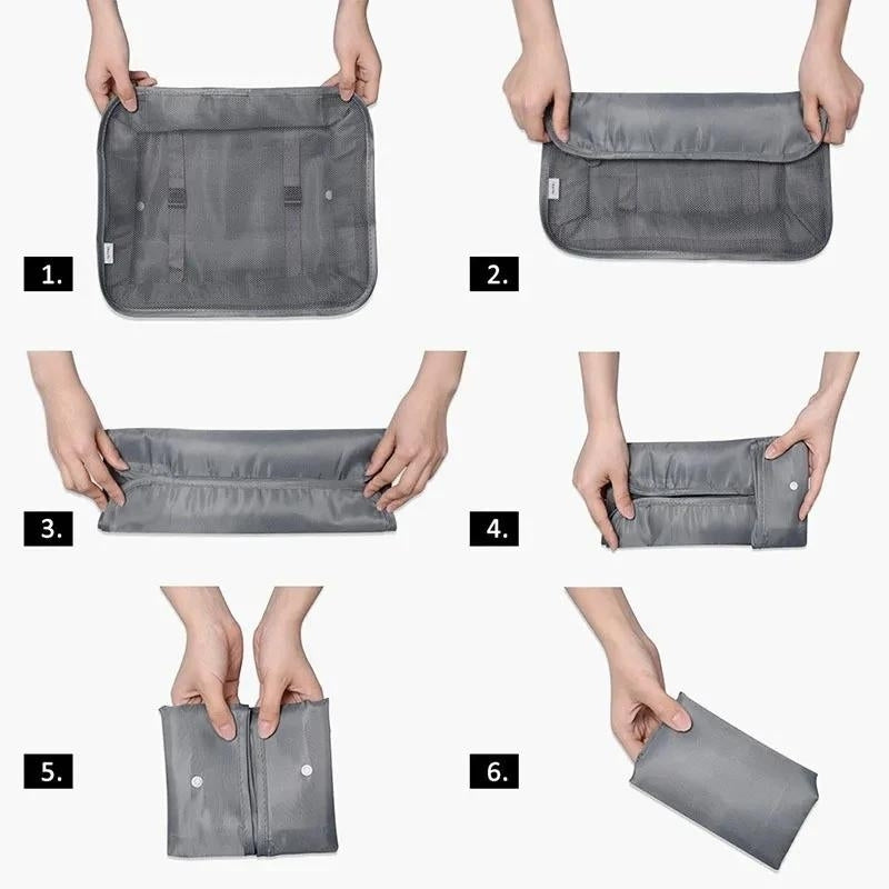 luggage organizer set six folding steps - Black - Grey - Gray - Sky Blue - Navy Blue - Beige - Pink