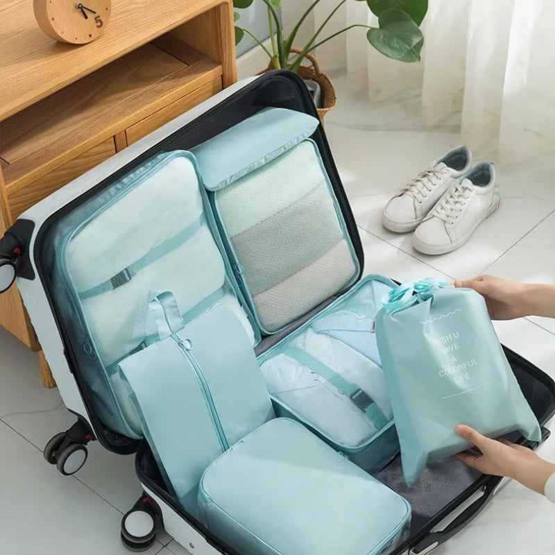 luggage organizer open compartments - Turquoise - Navy Blue - Light Blue - Beige - Black - Grey - Gray - Pink
