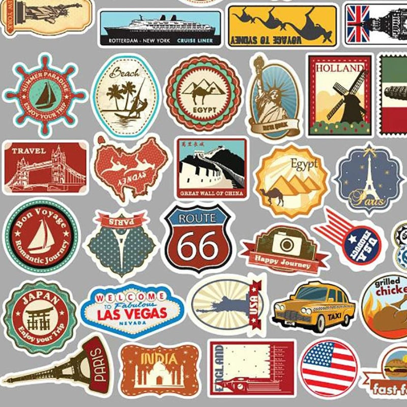 luggage travel sticker - 10 Pieces - 30 Pieces - 50 Pieces