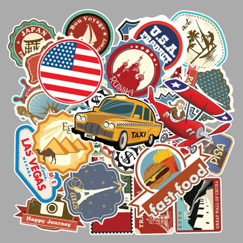 luggage travel sticker - 10 Pieces - 30 Pieces - 50 Pieces