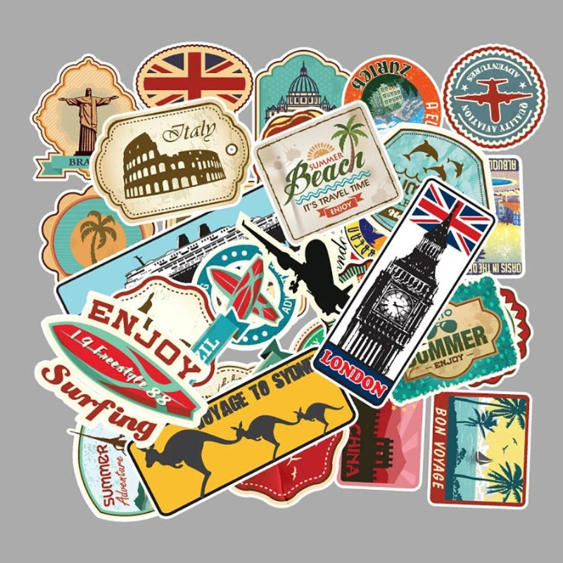 luggage travel sticker - 10 Pieces - 30 Pieces - 50 Pieces