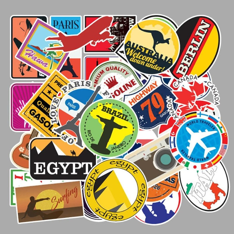 luggage sticker for travel - 10 Pieces - 30 Pieces - 50 Pieces