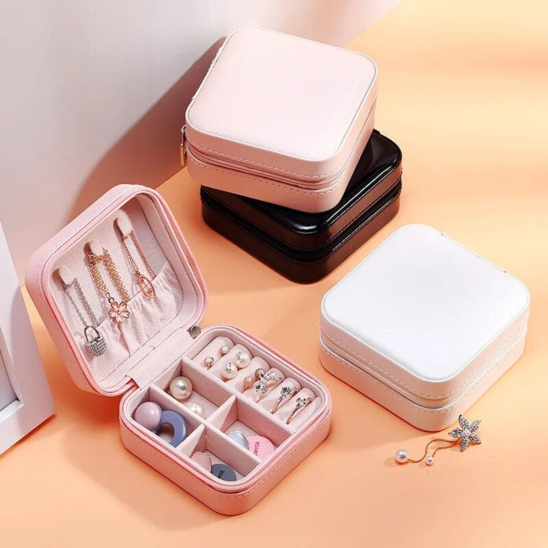 mini travel jewelry box - Fuchsia - Black - Green - Dark Green - Grey - Gray - Pink - Beige - Brown - White - Blue