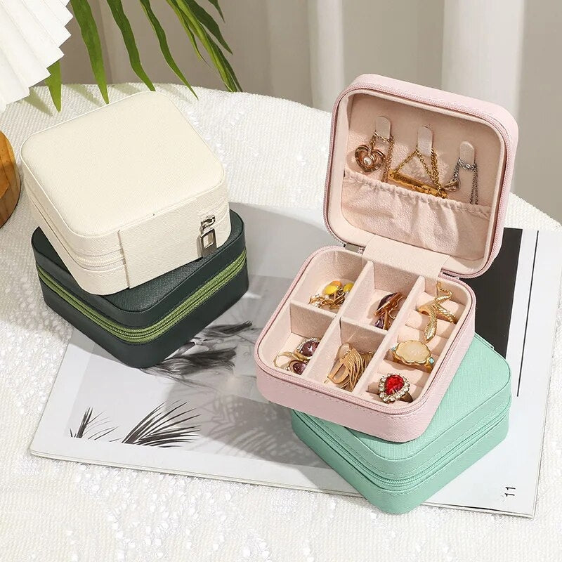 travel jewelry box - Fuchsia - Black - Green - Dark Green - Grey - Gray - Pink - Beige - Brown - White - Blue
