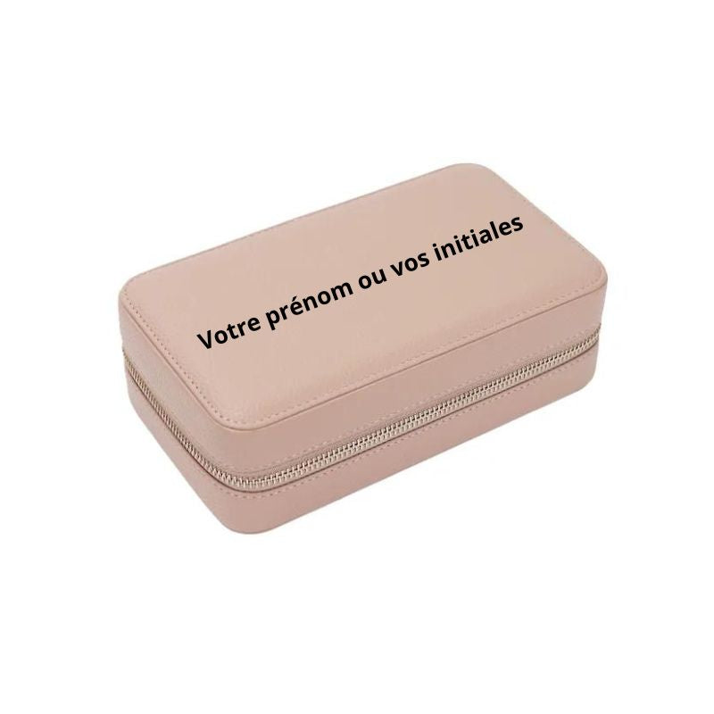 travel jewelry box in leather - Pink