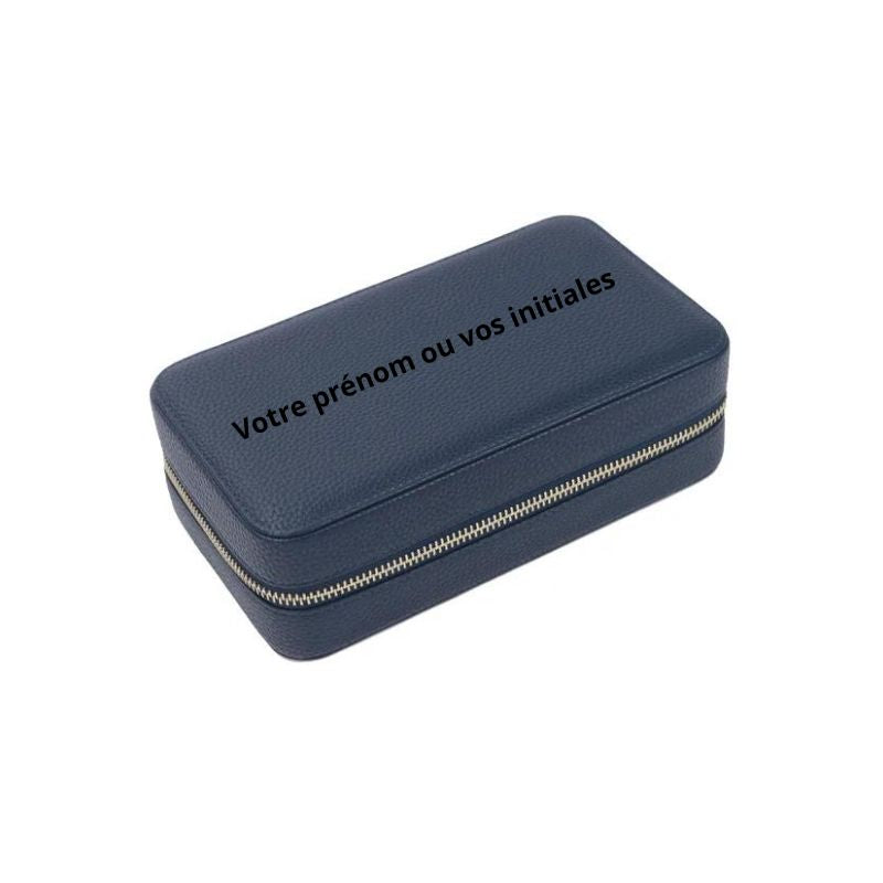 travel jewelry box leather - Navy Blue