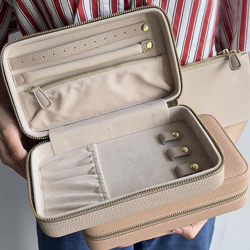 travel jewelry box - Beige - Brown - Pink - Fuchsia - Navy Blue - Black