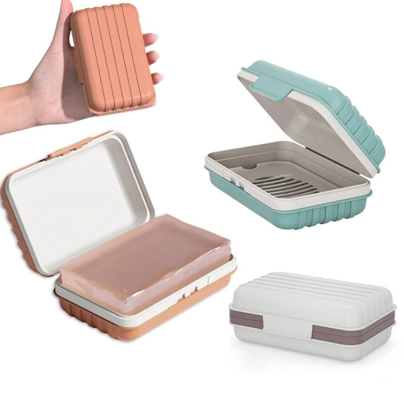 travel soap dish box - Green - White