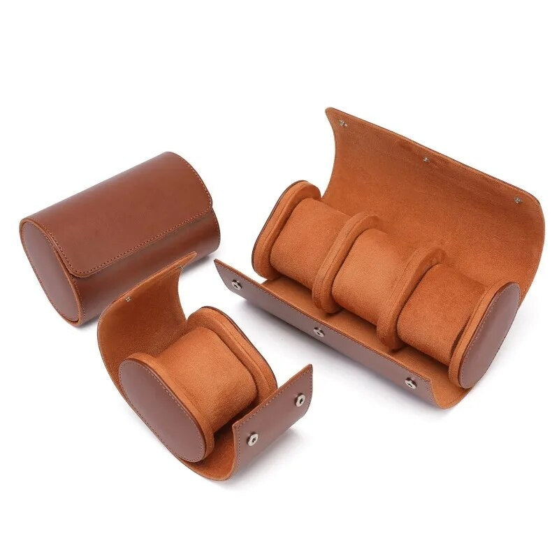 men's leather watch box - Black - Brown