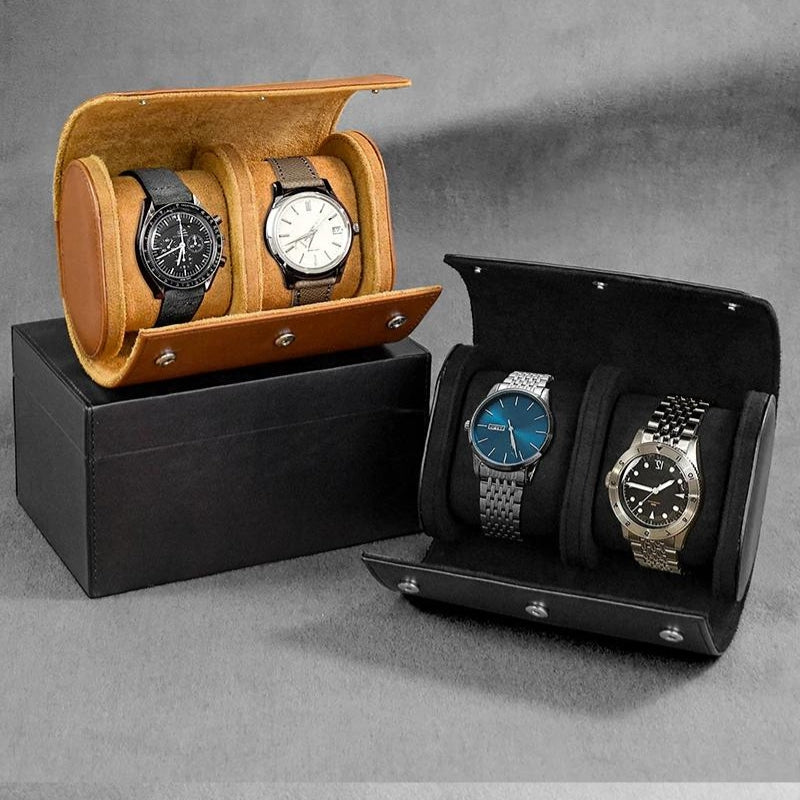 travel watch box for men - Black - Brown