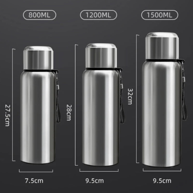 coffee thermos three sizes aligned - Grey - Gray - Grey with LED Temperature - Gray with LED Temperature - Black - Black with LED Temperature