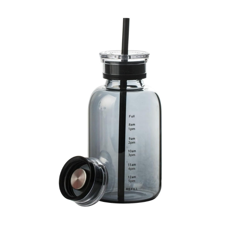 glass bottle with straw - Black - 450ml