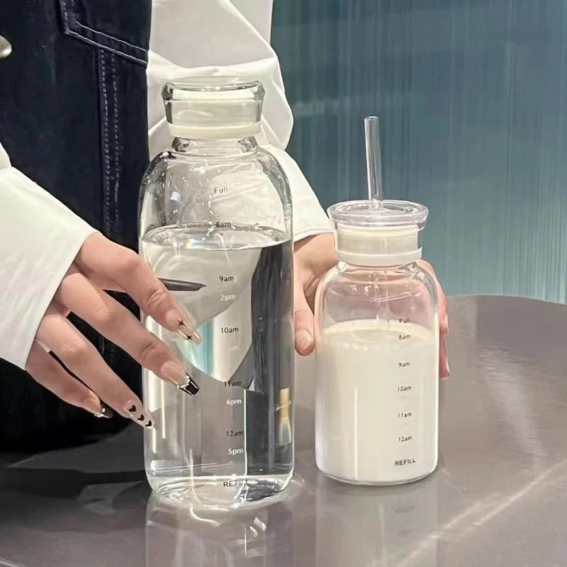 glass bottle - Transparent - Black