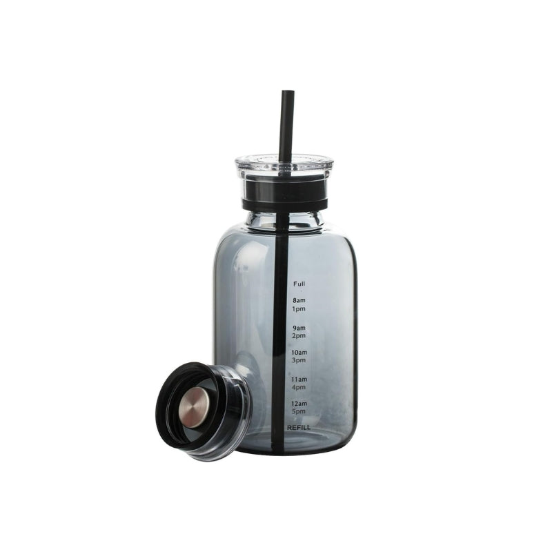 water bottle with straw - Black - 350ml