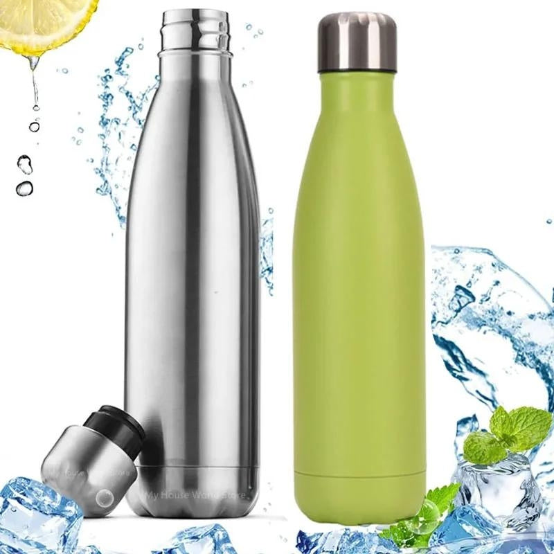 500ml thermos bottle - Black - Green - Pink - Blue - Light Blue - Sky Blue - Yellow - Purple - Orange - White - Red - Grey - Gray - Gold