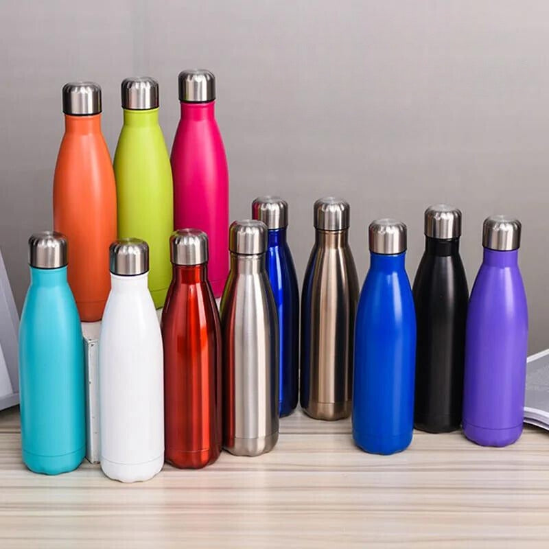 500ml insulated water bottle for kids - Black - Green - Pink - Blue - Light Blue - Sky Blue - Yellow - Purple - Orange - White - Red - Grey - Gray - Gold