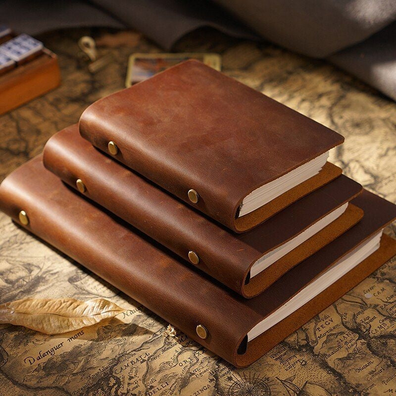 refillable leather note notebook - Brown - Dark Brown - Black - Green - Purple - Red