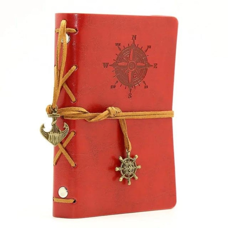 leather cover travel notebook - Red