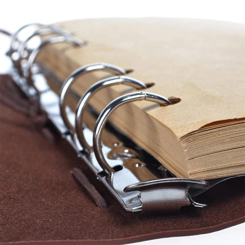 leather notebook - Red - Green - Blue - Black - Light Brown - Dark Brown - Perforated Leaves