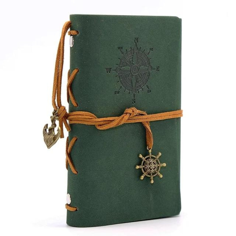 refillable leather travel notebook - Green