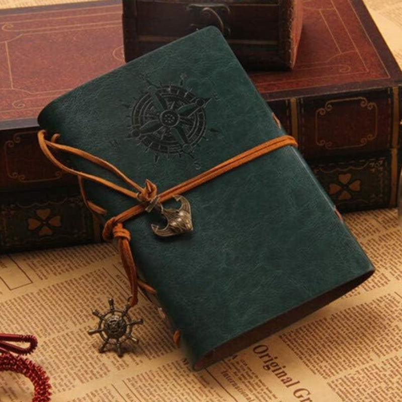 leather travel notebook - Brown - Green - Blue - Grey - Gray - Perforated Leaves