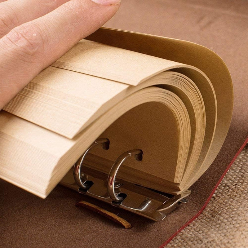 refillable leather travel notebook - Brown - Green - Blue - Grey - Gray - Perforated Leaves