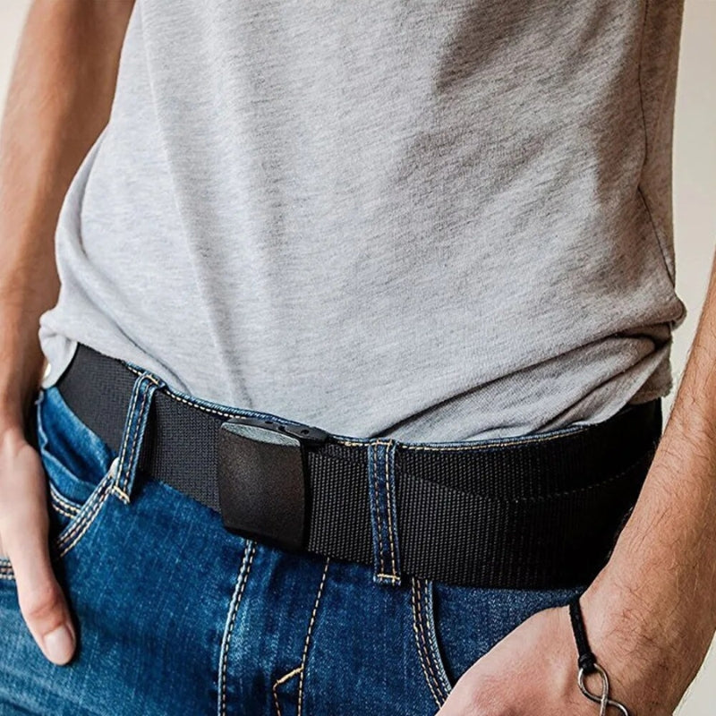 hidden leather ticket belt - Blue - Khaki - Black - Grey - Gray - Beige