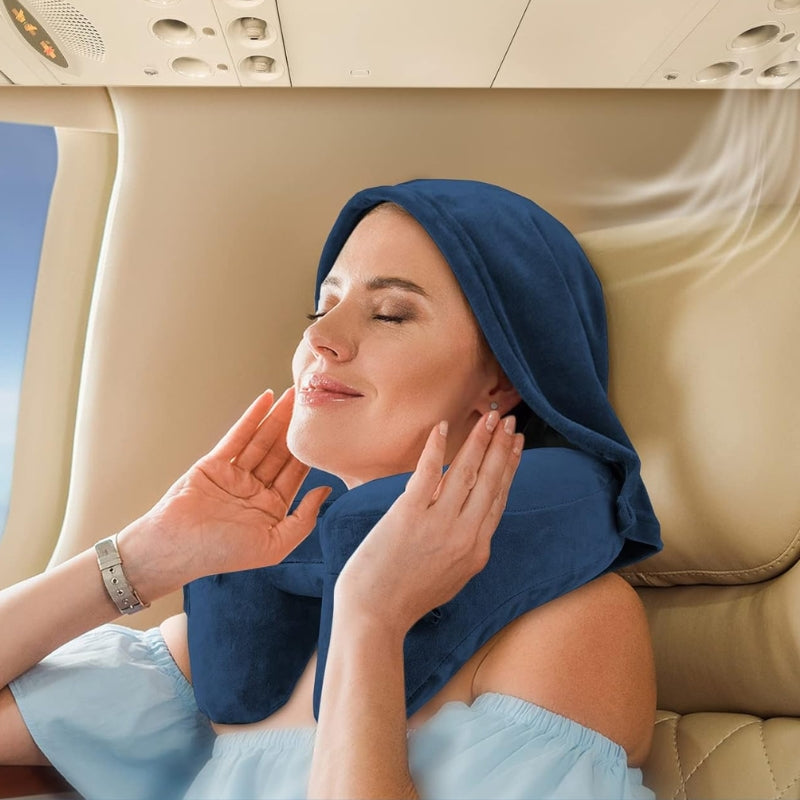 memory foam airplane travel pillow - Blue