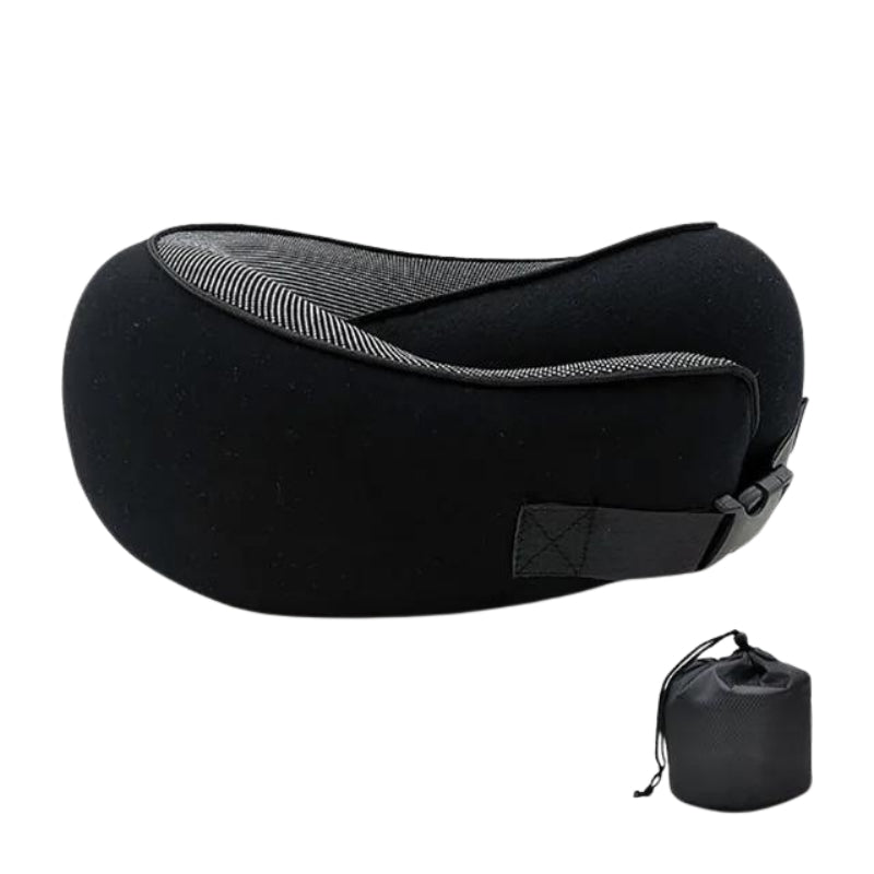 memory foam airplane travel pillow - Black Buckle Closure