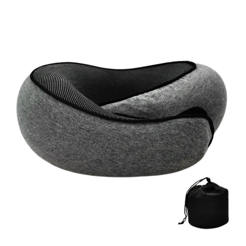memory foam travel neck pillow - Grey Velcro Closure - Gray Velcro Closure