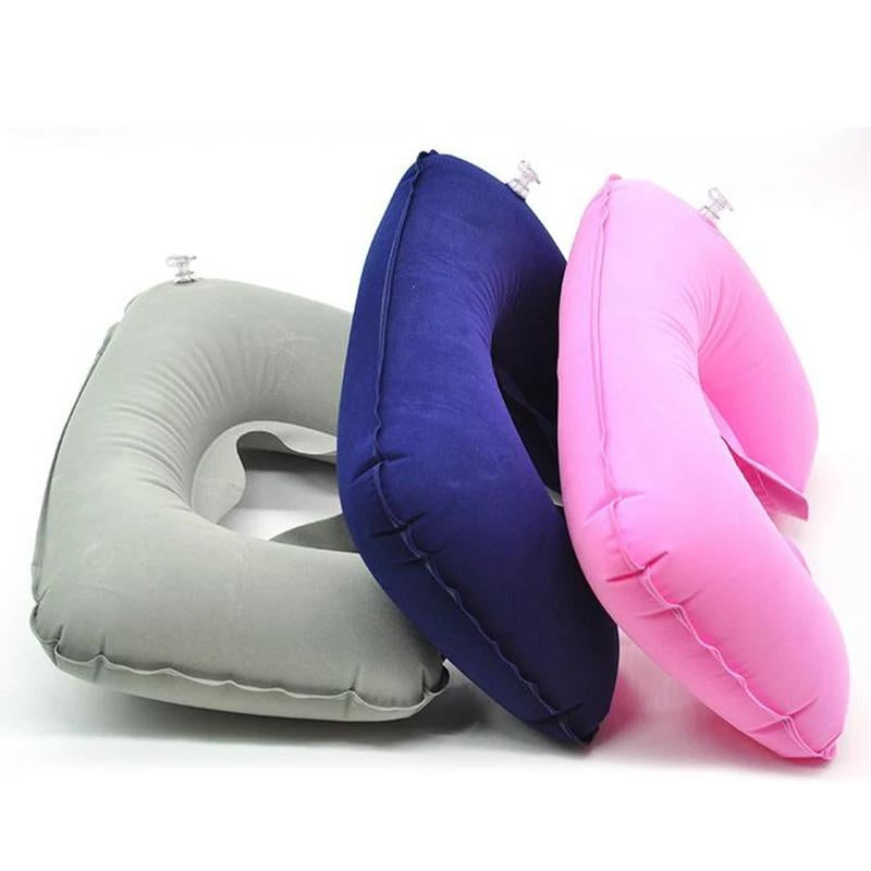 inflatable neck cushion - Pink - Grey and Black - Gray and Black - Blue and Orange - Orange - Fuchsia - Brown - Blue and Pink - Grey - Gray - Red - Blue - Sky Blue - Navy Blue
